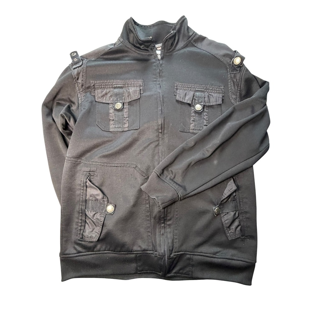 Southpole Mens Full Zip Track‎ Jacket Black Tactical Utility Pockets Large L